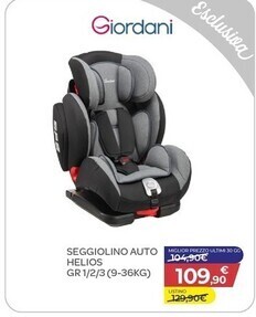 Giordani seggiolino auto helios gr 1/2/3 (9-36kg)