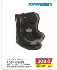Foppapedretti seggiolino auto fp360 carbon gr 0+/1/2/3 (0-36kg)