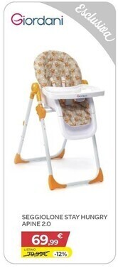 Bimbo Store Giordani seggiolone stay hungry apine 2.0 offerta