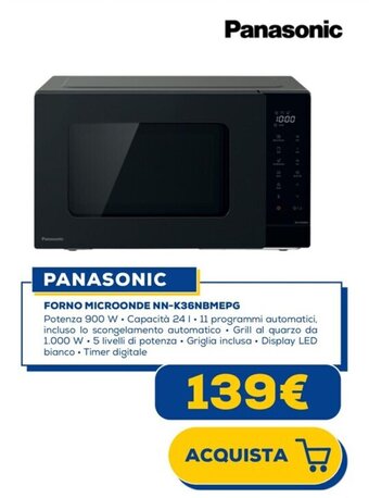 Euronics PANASONIC FORNO MICROONDE NN-K36NBMEPG offerta