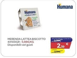 Bimbo Store Humana merenda latte a biscotto 4x100gr offerta
