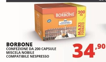Caffe borbone confezione da 200 capsule miscela nobile compatibile nespresso