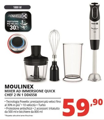Moulinex mixer ad immersione quick chef 2 in 1 dd6558