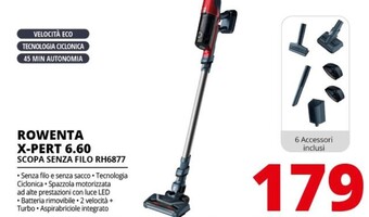Comet Rowenta x-pert 6.60 scopa senza filo rh6877 offerta