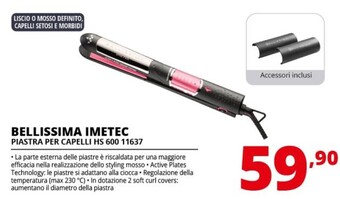 Comet Bellissima imetec piastra per capelli hs 600 11637 offerta