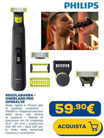 Euronics PHILIPS REGOLABARBA ONEBLADE PRO QP6541/15 offerta