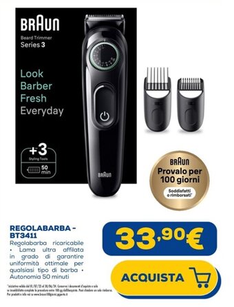Euronics BRAUN REGOLABARBA - BT3411 offerta