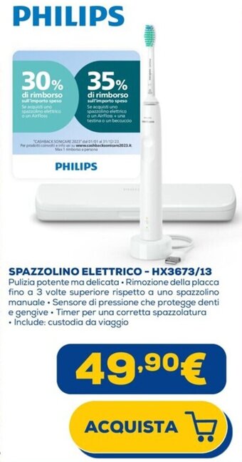 Euronics PHILIPS SPAZZOLINO ELETTRICO - HX3673/13 offerta