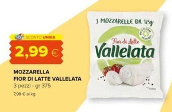 Oasi MOZZARELLA FIOR DI LATTE VALLELATA 3 pezzi - gr 375 offerta