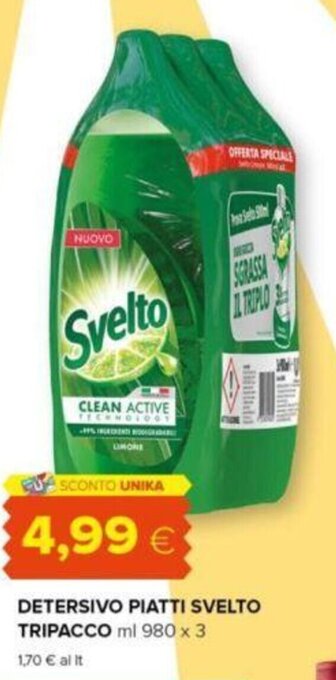Oasi DETERSIVO PIATTI SVELTO TRIPACCO ml 980 x 3 offerta