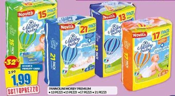 Risparmio Casa PANNOLINI MORBY PREMIUM 13 PEZZI ,15 PEZZI ,17 PEZZI ,21 PEZZI offerta