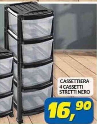 CASSETTIERA 4 CASSETTI STRETTI NERO