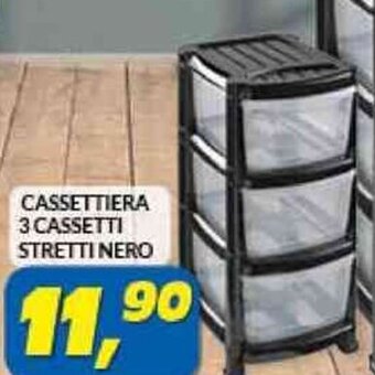 CASSETTIERA 3 CASSETTI STRETTI NERO