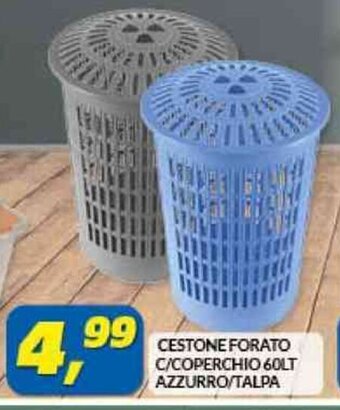 Risparmio Casa CESTONE FORATO C/COPERCHIO 60LT AZZURRO/TALPA offerta