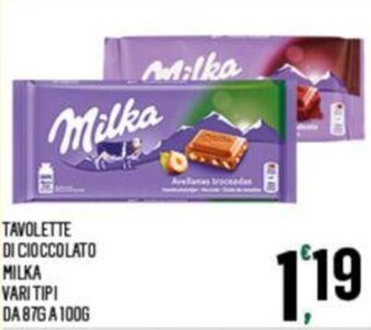 Despar TAVOLETTE DI CIOCCOLATO MILKA VARI TIPI 100 g offerta