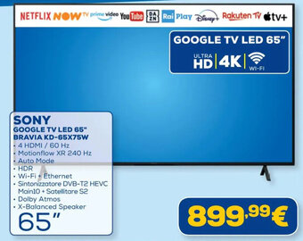SONY GOOGLE TV LED 65" BRAVIA KD-65X75W
