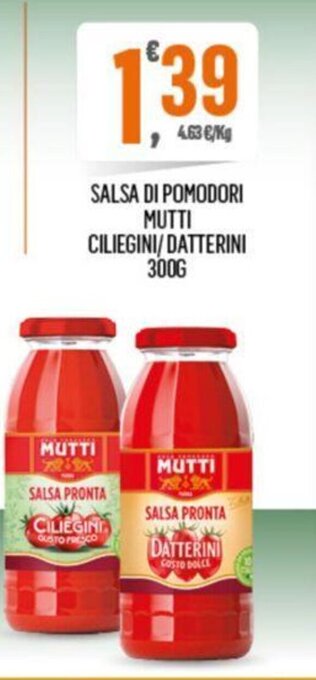 Despar SALSA DI POMODORI MUTTI CILIEGINI/DATTERINI 300G offerta