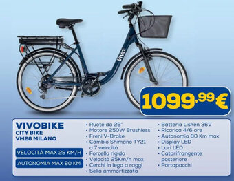 Euronics VIVOBIKE CITY BIKE VM26 MILANO offerta