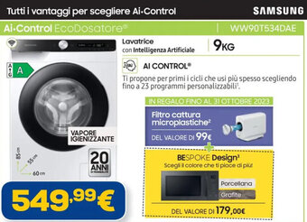 Euronics Samsung Lavatrice WW90T534DAE offerta