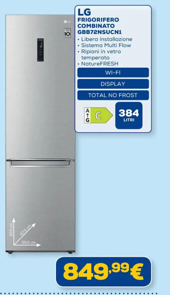 Euronics LG FRIGORIFERO COMBINATO GBB72NSUCN1 offerta