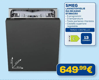 Euronics SMEG LAVASTOVIGLIE DA INCASSO ST381CEU offerta