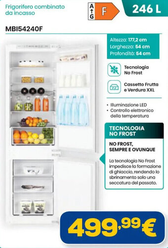 Euronics Hisense Frigorifero combinato da incasso MB154240F offerta