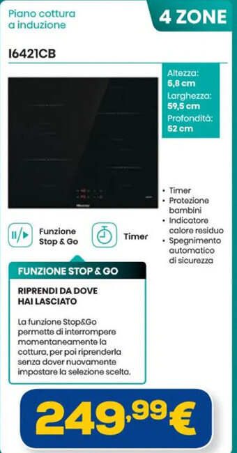 Euronics Hisense Piano cottura a induzione I6421CB offerta