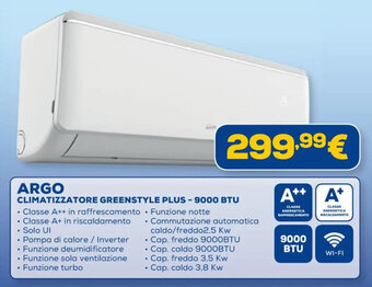 Euronics ARGO CLIMATIZZATORE GREENSTYLE PLUS - 9000 BTU offerta