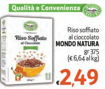 Maxi Supermercati Riso Soffiato al cioccolato MONDO NATURA gr 375 offerta