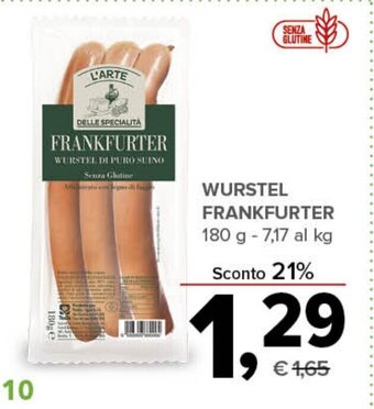 Todis WURSTEL FRANKFURTER 180 g offerta