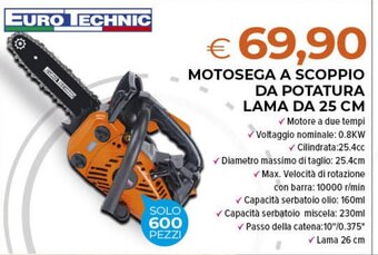 Todis EURO TECHNIC MOTOSEGA A SCOPPIO DA POTATURA LAMA DA 25 CM offerta