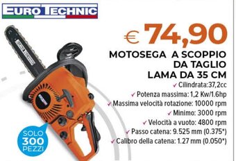 Todis EURO TECHNIC MOTOSEGA A SCOPPIO DA TAGLIO LAMA DA 35 CM offerta