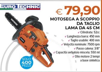 EURO TECHNIC MOTOSEGA A SCOPPIO DA TAGLIO LAMA DA 45 CM