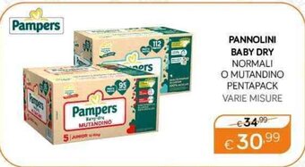 Primi Anni PANNOLINI BABY DRY NORMALI O MUTANDINO PENTAPACK VARIE MISURE offerta