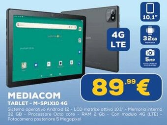 Euronics MEDIACOM TABLET-M-SP1X10 4G offerta