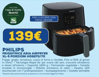 Euronics PHILIPS FRIGGITRICE ARIA AIRFRYER XL-5 PORZIONI HD9270/70 offerta