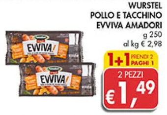 Coal WURSTEL POLLO E TACCHINO EVVIVA AMADORI g 250 offerta