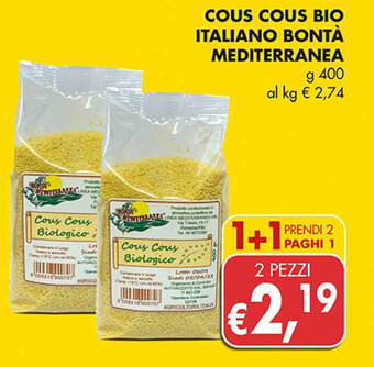 Coal COUS COUS BIO ITALIANO BONTÀ MEDITERRANEA g 400 offerta