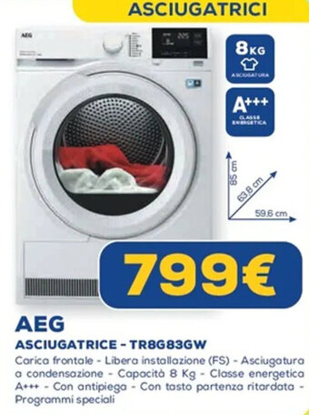 AEG ASCIUGATRICE - TR8G83GW