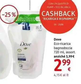 dm drogerie markt Dove Eco-ricarica bagnodoccia 720ml offerta