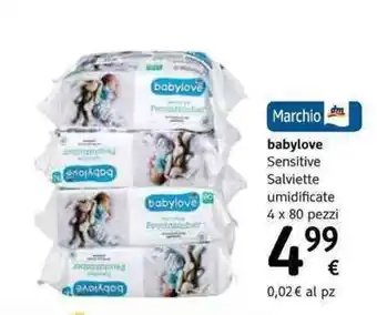 dm drogerie markt Babylove Sensitive Salviette umidificate 4x80 pezzi offerta