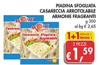 PIADINA SFOGLIATA CASARECCIA ARROTOLABILE ARMONIE FRAGRANTI g 300