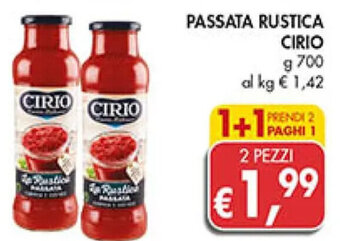 Coal PASSATA RUSTICA CIRIO g 700 offerta