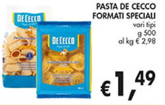Coal PASTA DE CECCO FORMATI SPECIALI vari tipi g 500 offerta