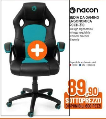 Expert nacon SEDIA DA GAMING ERGONOMICA PCCH-310 offerta