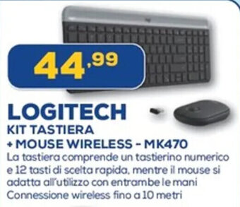 Euronics LOGITECH KIT TASTIERA + MOUSE WIRELESS - MK470 offerta