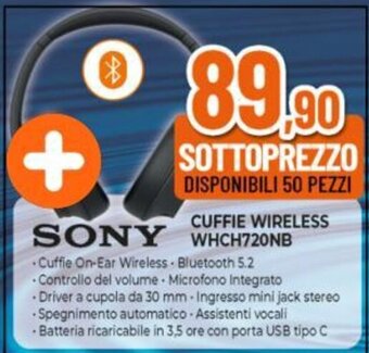 Expert SONY CUFFIE WIRELESS WHCH720NB offerta