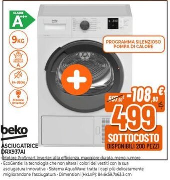 Expert beko ASCIUGATRICE DRX937AI offerta