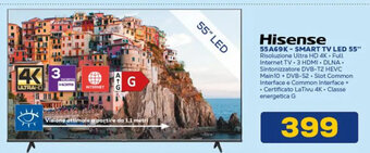 Euronics Hisense 55A69K-SMART TV LED 55" offerta