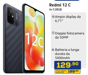 Euronics Redmi 12 C 4+128GB offerta